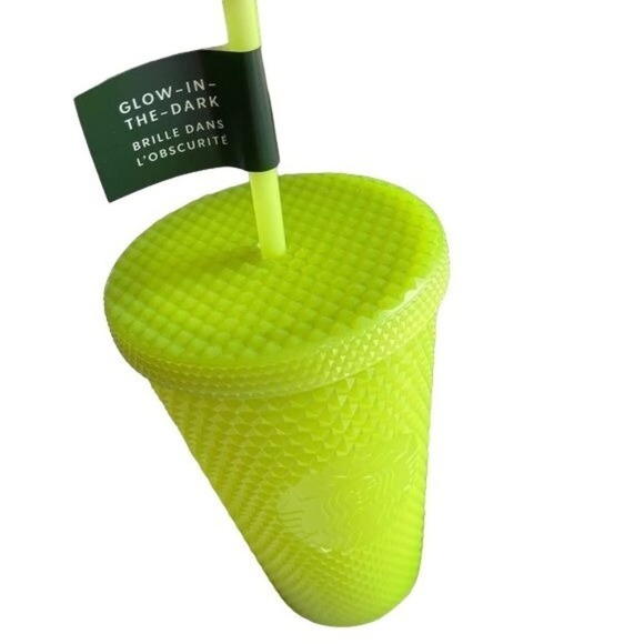 Starbucks Glow in Dark Lemongrass Studded Tumbler 16 oz Cup Straw 2022 New Gift - Picture 6 of 9